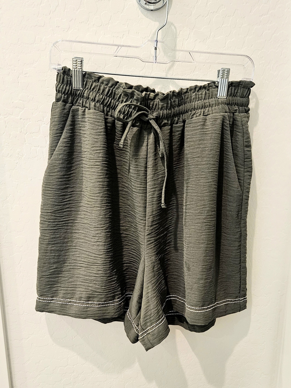 Women’s Olive Drawstring Casual Shorts